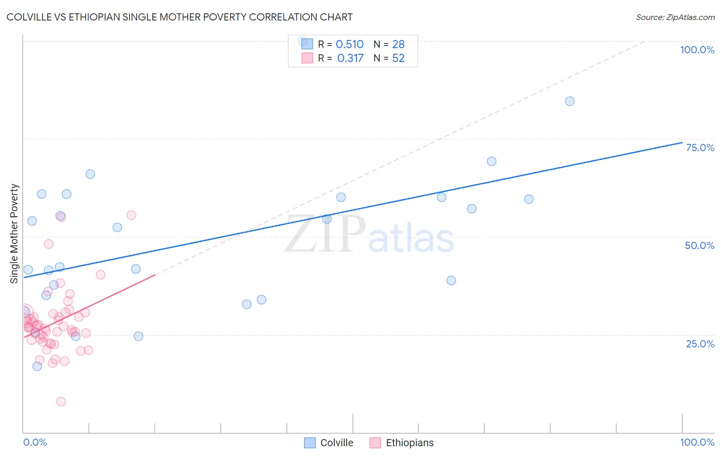 Colville vs Ethiopian Single Mother Poverty