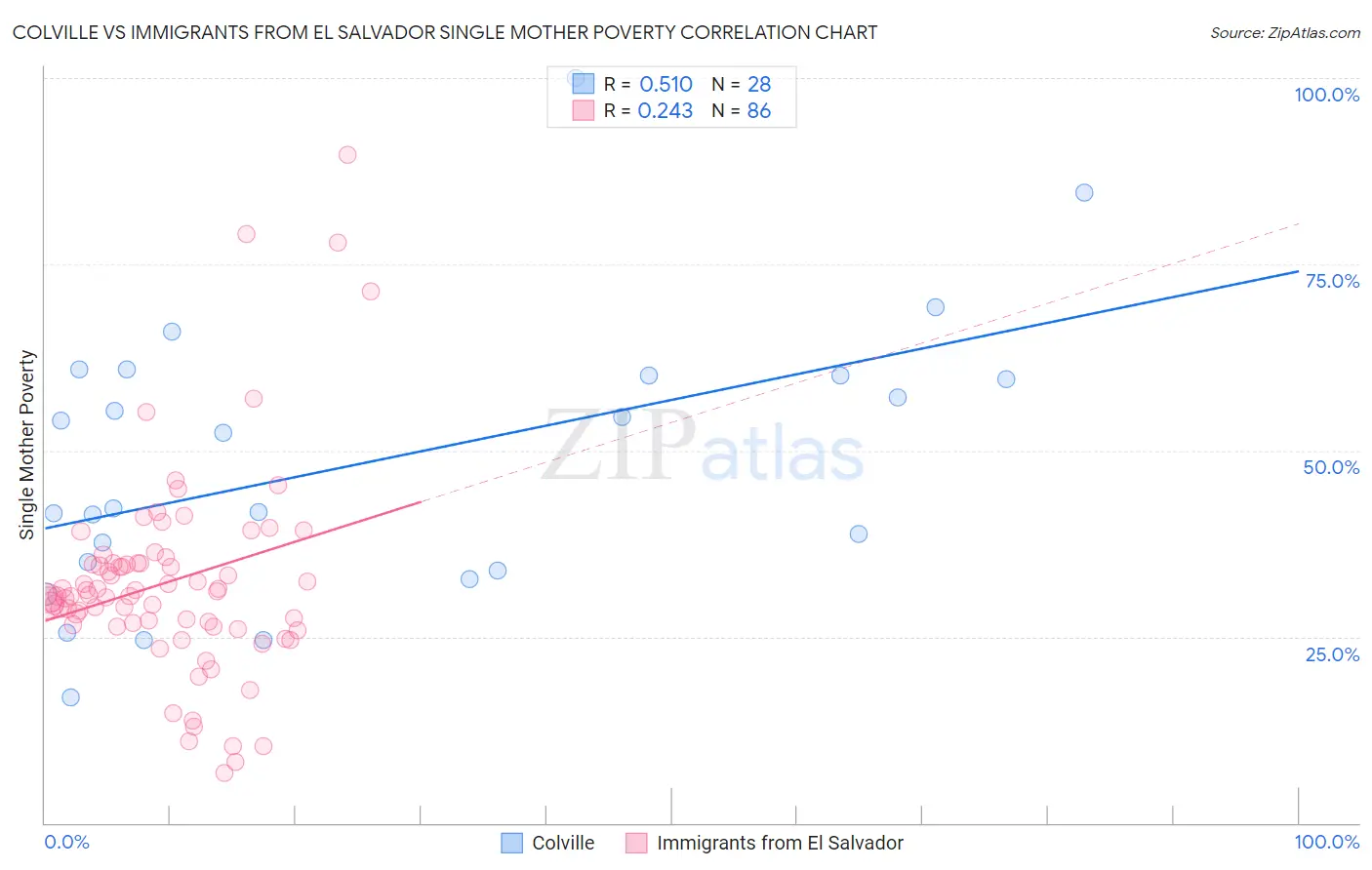 Colville vs Immigrants from El Salvador Single Mother Poverty