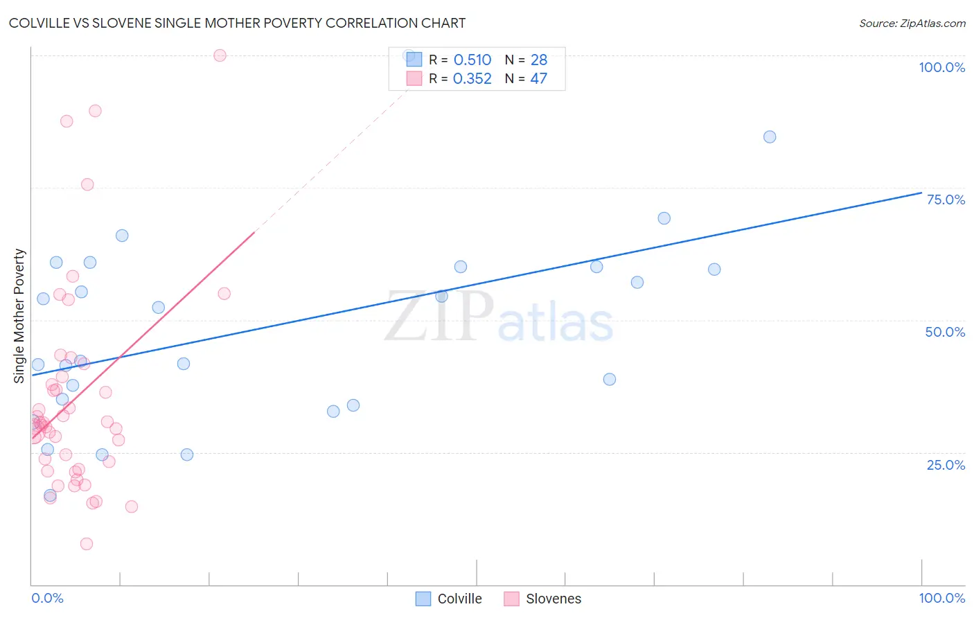 Colville vs Slovene Single Mother Poverty