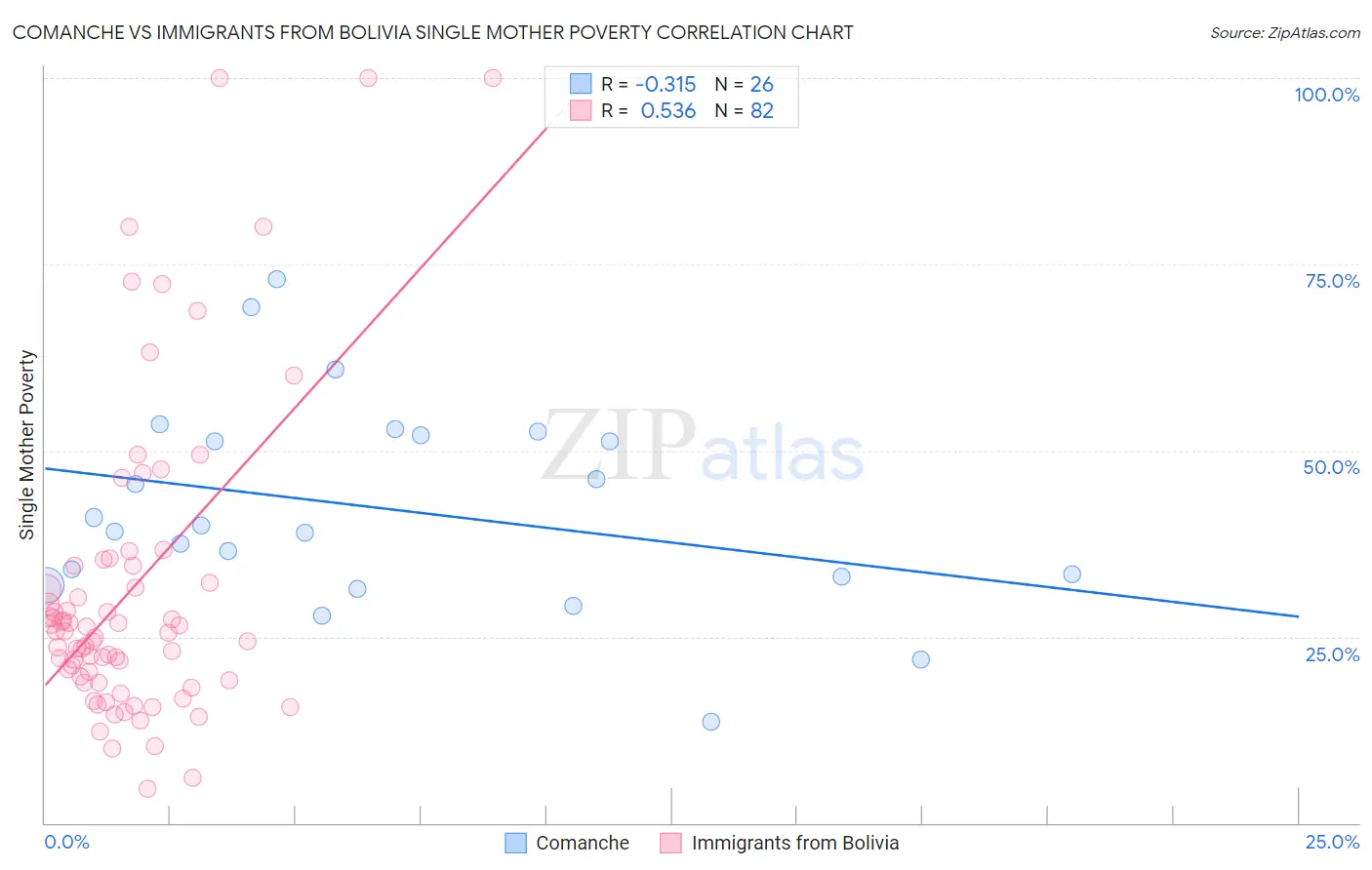 Comanche vs Immigrants from Bolivia Single Mother Poverty