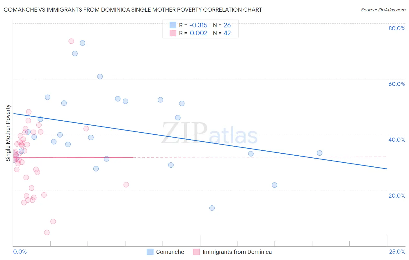 Comanche vs Immigrants from Dominica Single Mother Poverty