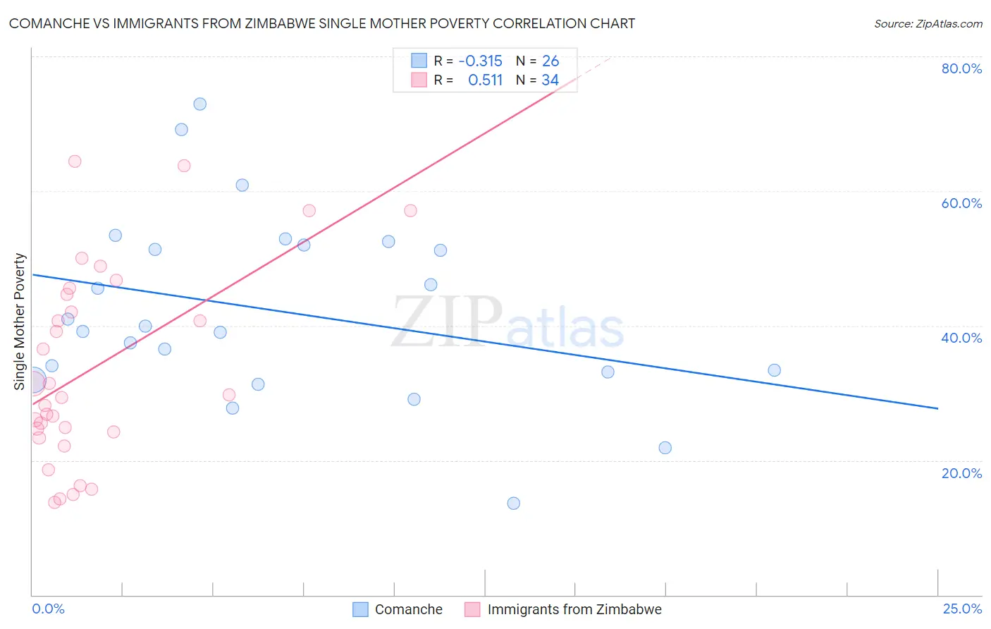 Comanche vs Immigrants from Zimbabwe Single Mother Poverty