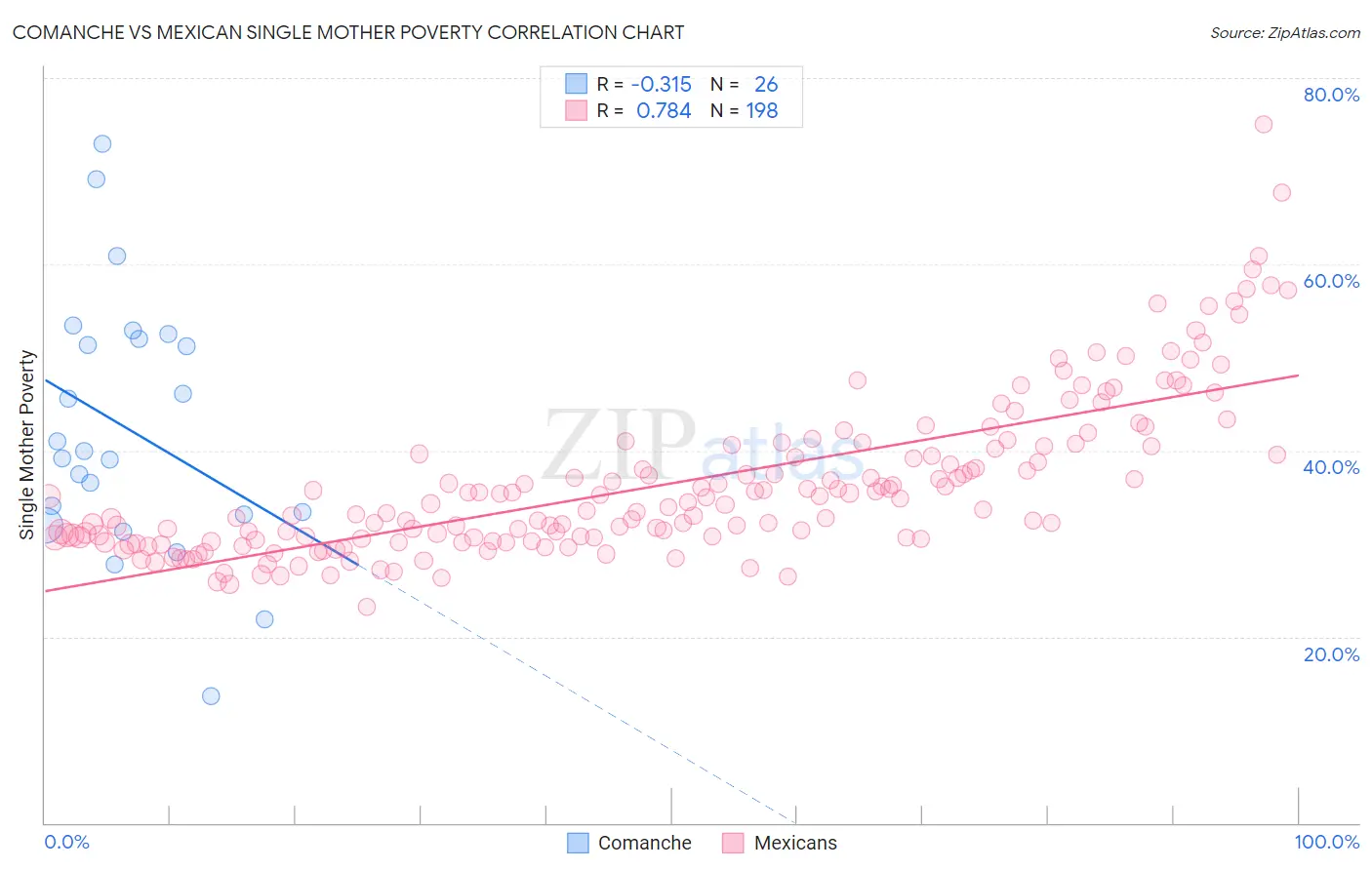 Comanche vs Mexican Single Mother Poverty