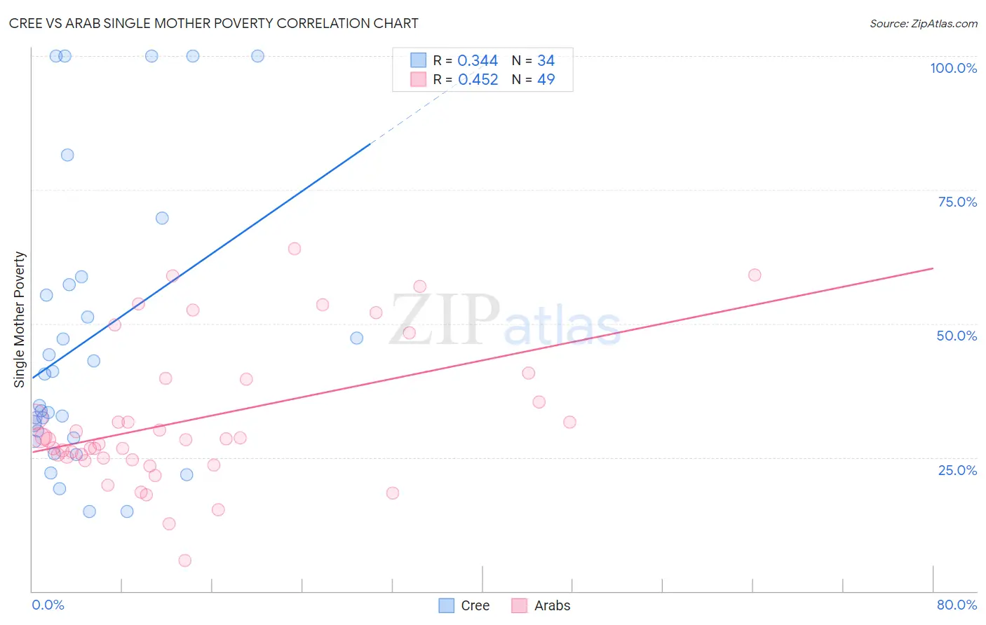 Cree vs Arab Single Mother Poverty