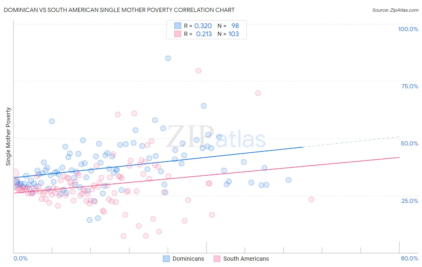 Dominican vs South American Single Mother Poverty
