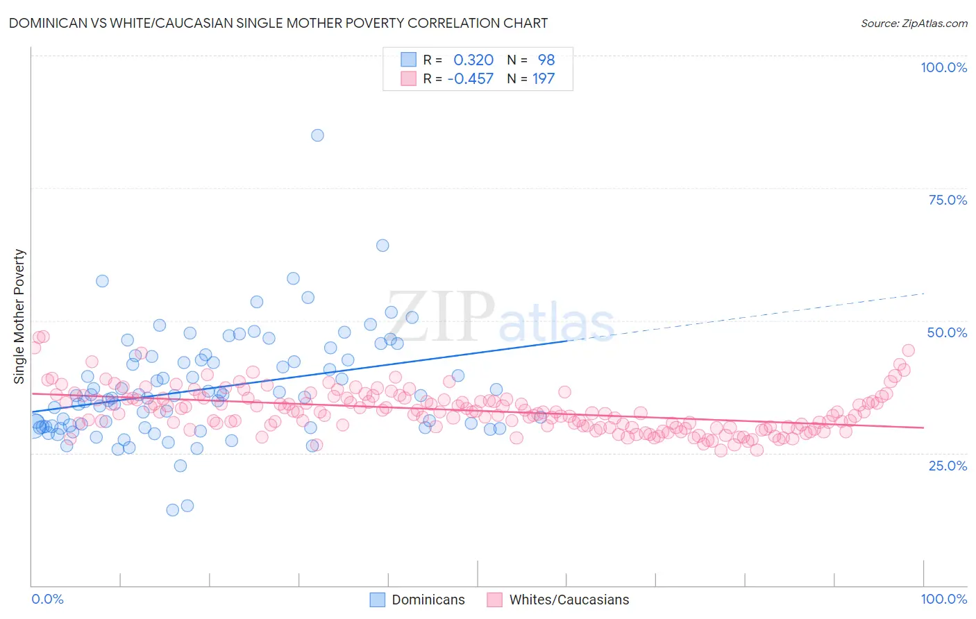 Dominican vs White/Caucasian Single Mother Poverty