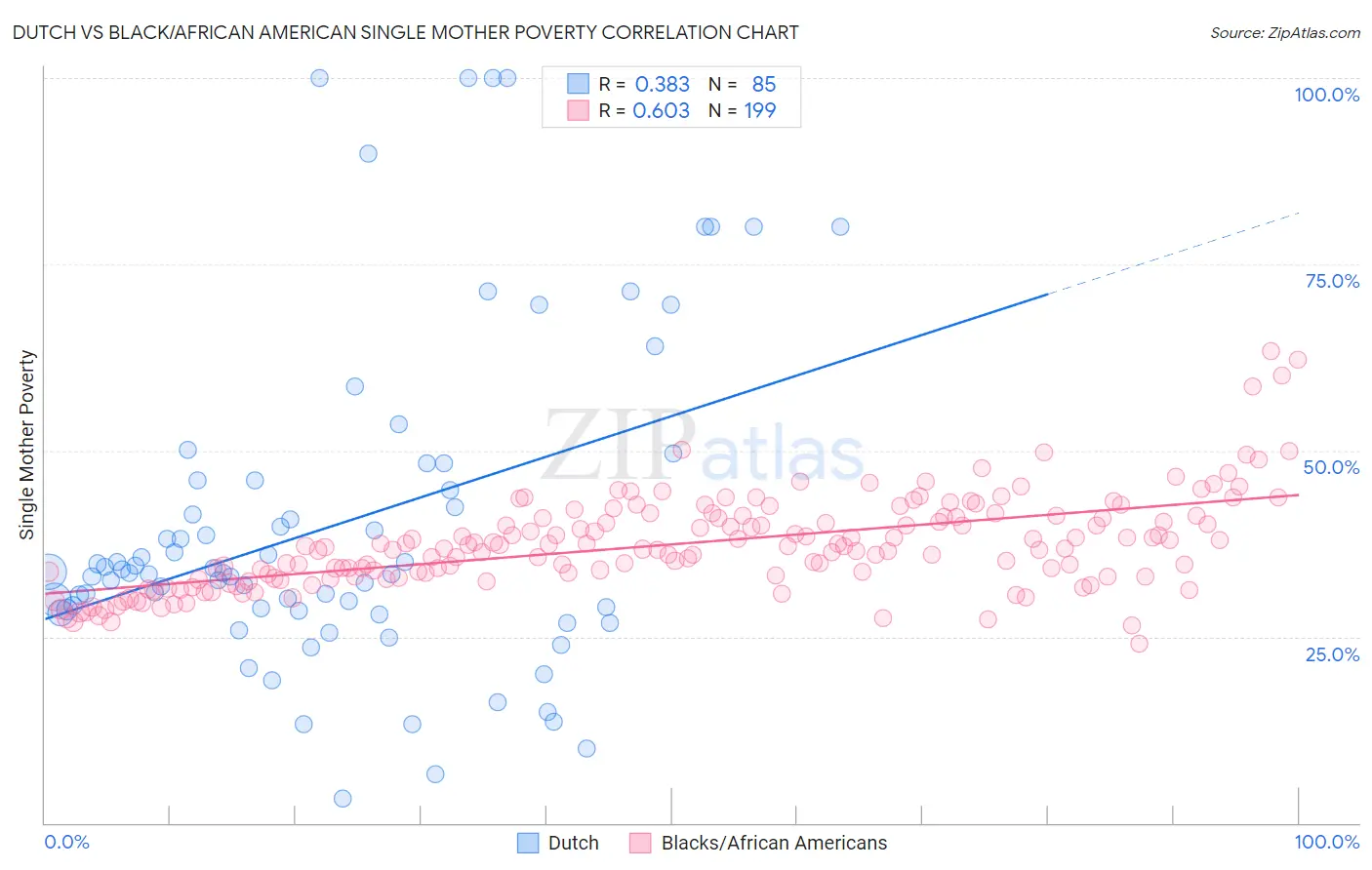 Dutch vs Black/African American Single Mother Poverty