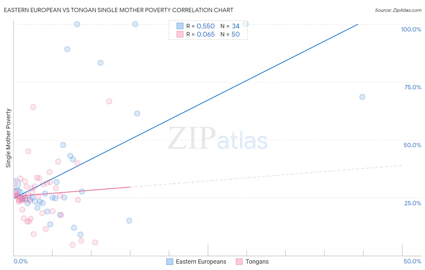 Eastern European vs Tongan Single Mother Poverty