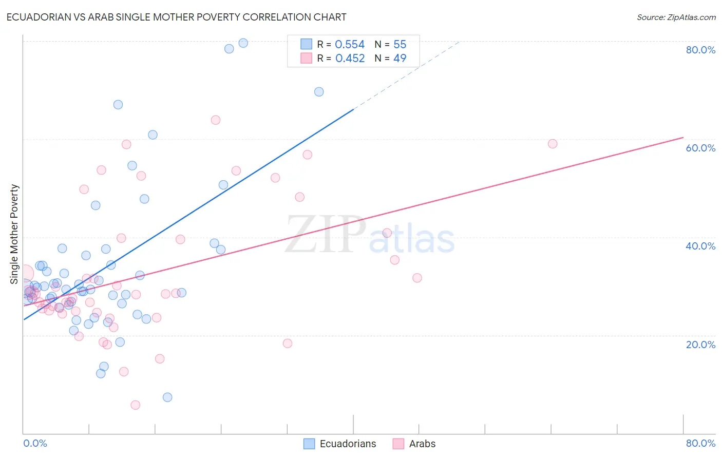 Ecuadorian vs Arab Single Mother Poverty