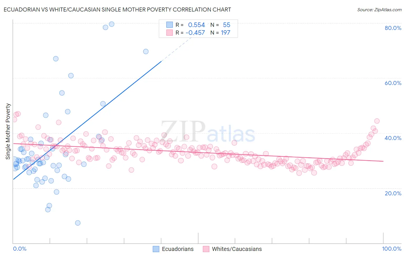 Ecuadorian vs White/Caucasian Single Mother Poverty