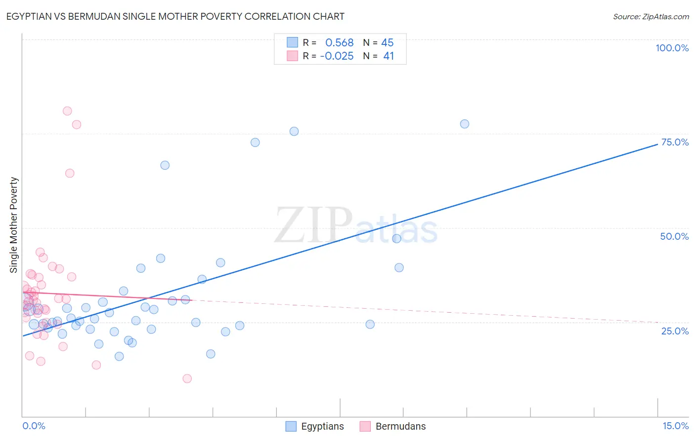 Egyptian vs Bermudan Single Mother Poverty