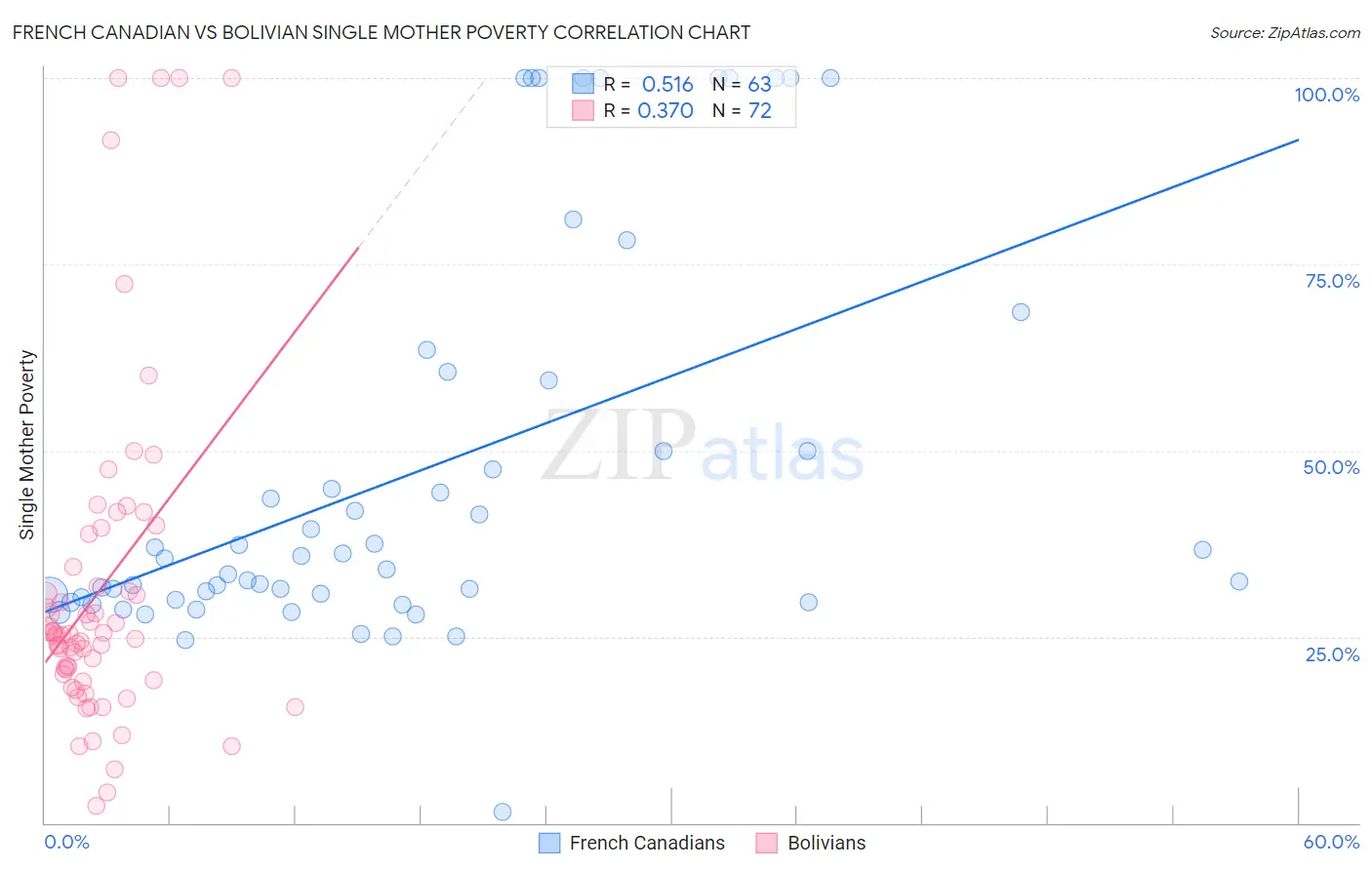 French Canadian vs Bolivian Single Mother Poverty
