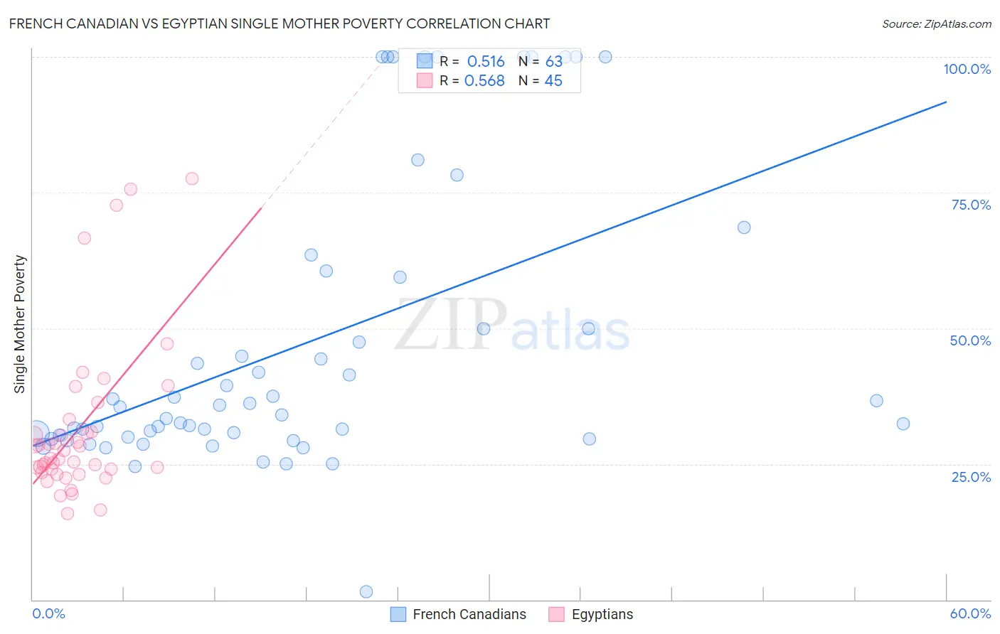 French Canadian vs Egyptian Single Mother Poverty