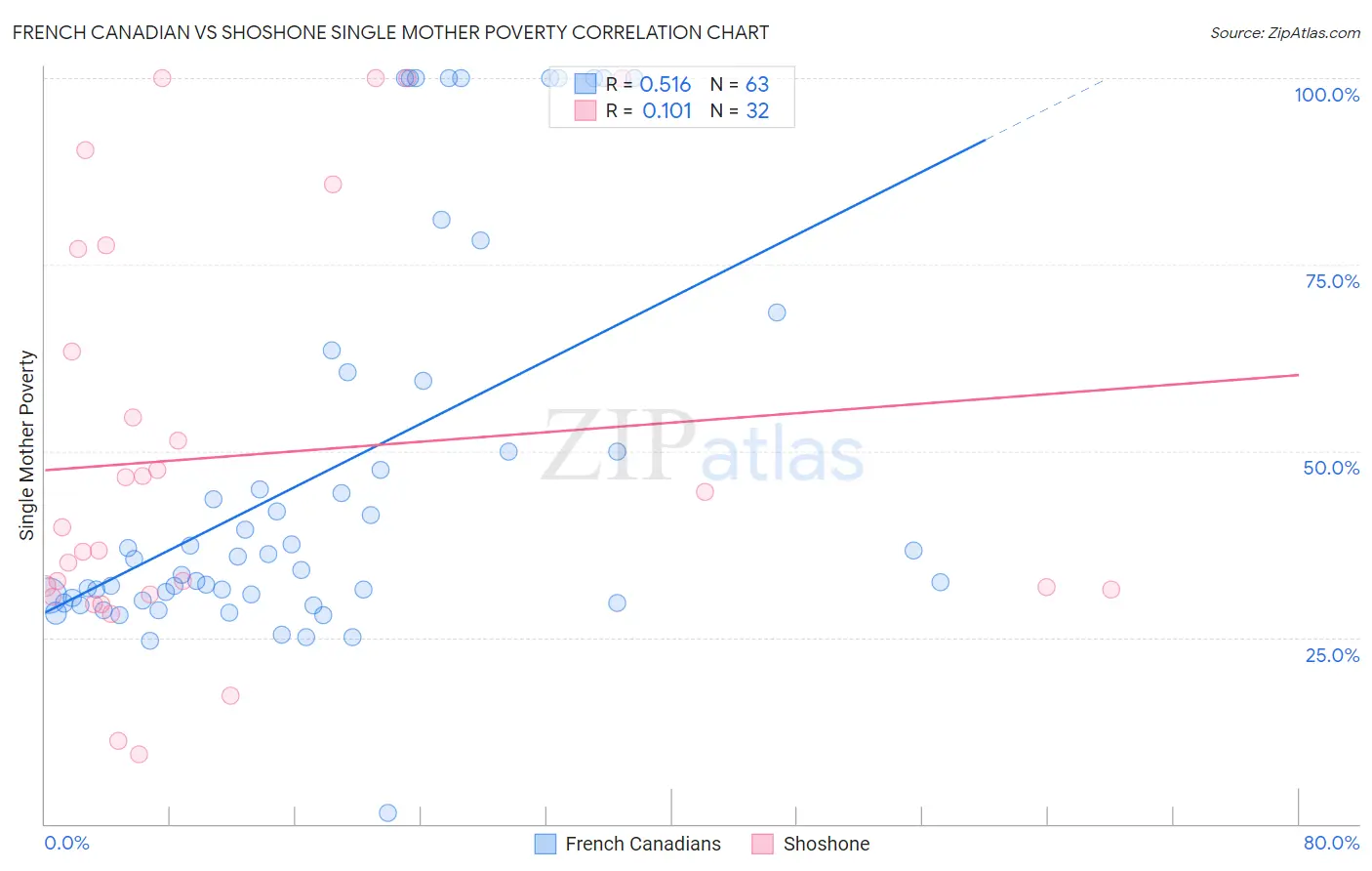 French Canadian vs Shoshone Single Mother Poverty