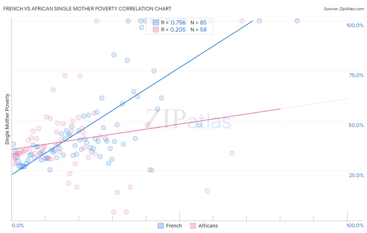 French vs African Single Mother Poverty