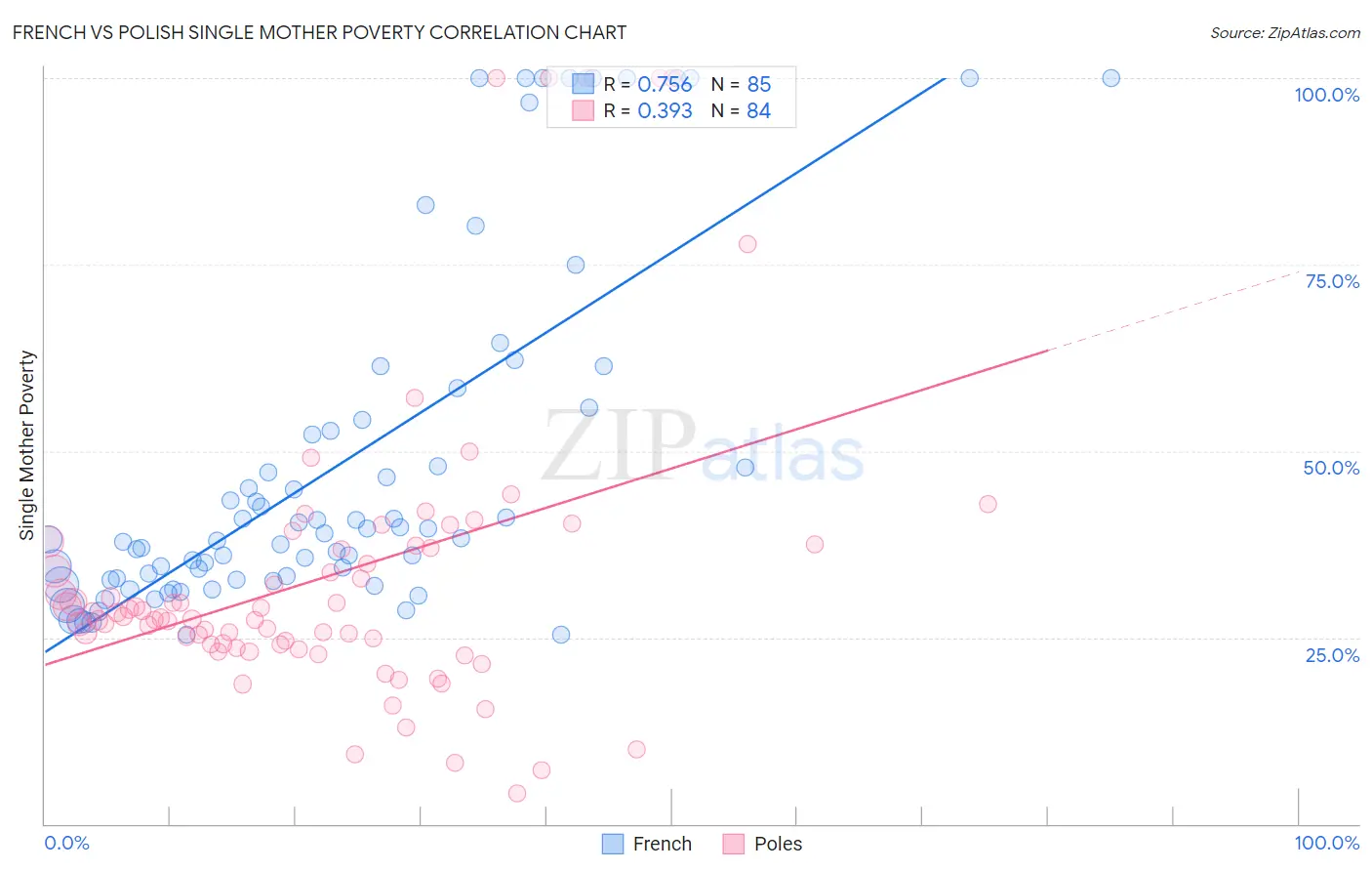 French vs Polish Single Mother Poverty