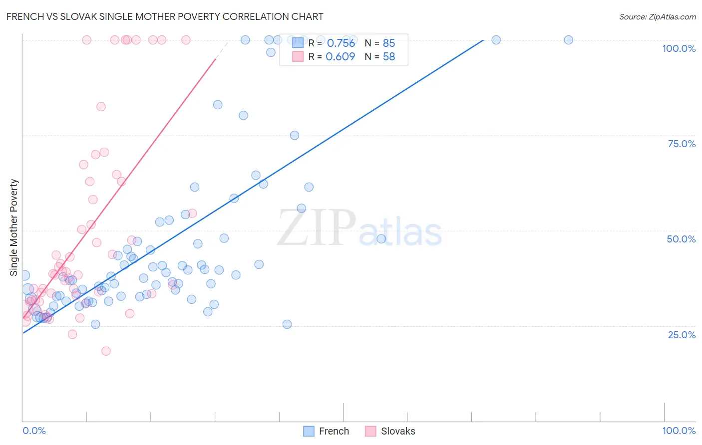 French vs Slovak Single Mother Poverty