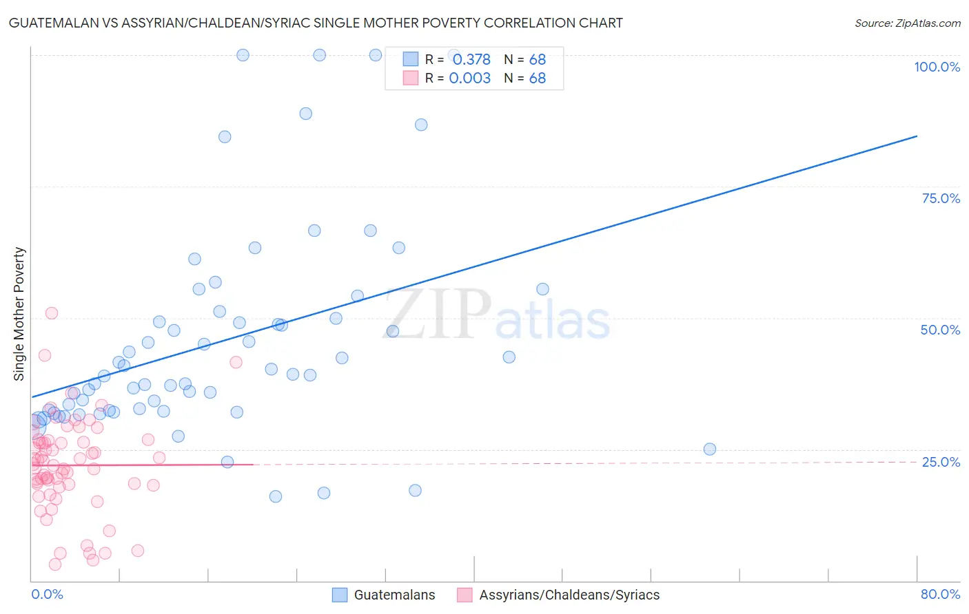 Guatemalan vs Assyrian/Chaldean/Syriac Single Mother Poverty