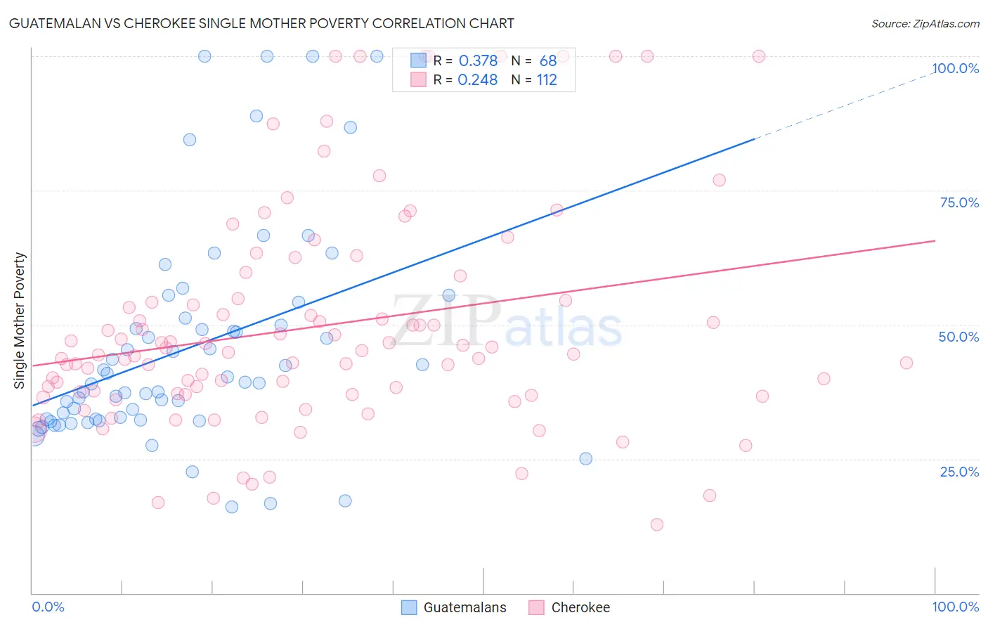 Guatemalan vs Cherokee Single Mother Poverty