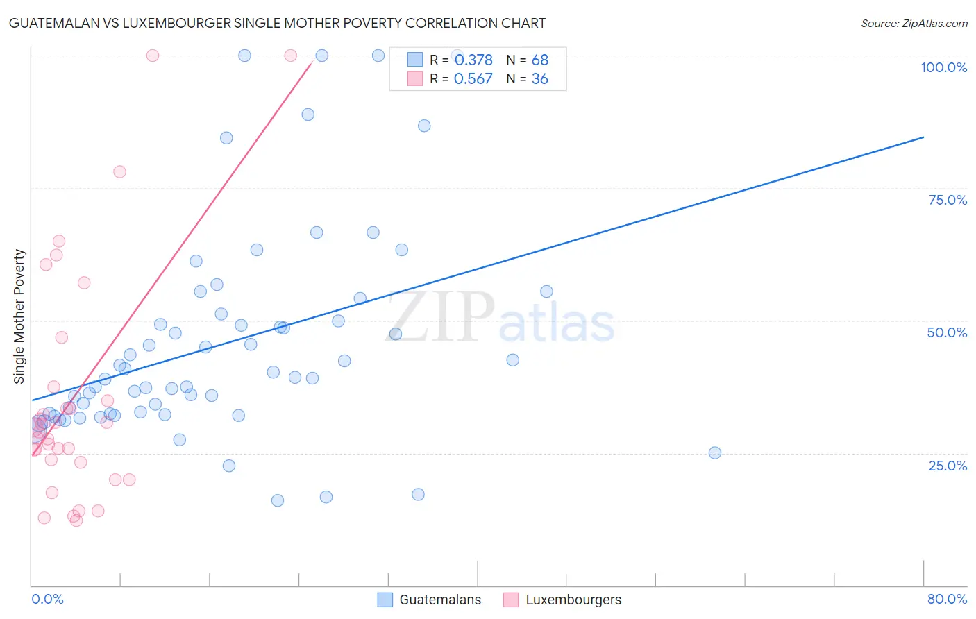 Guatemalan vs Luxembourger Single Mother Poverty