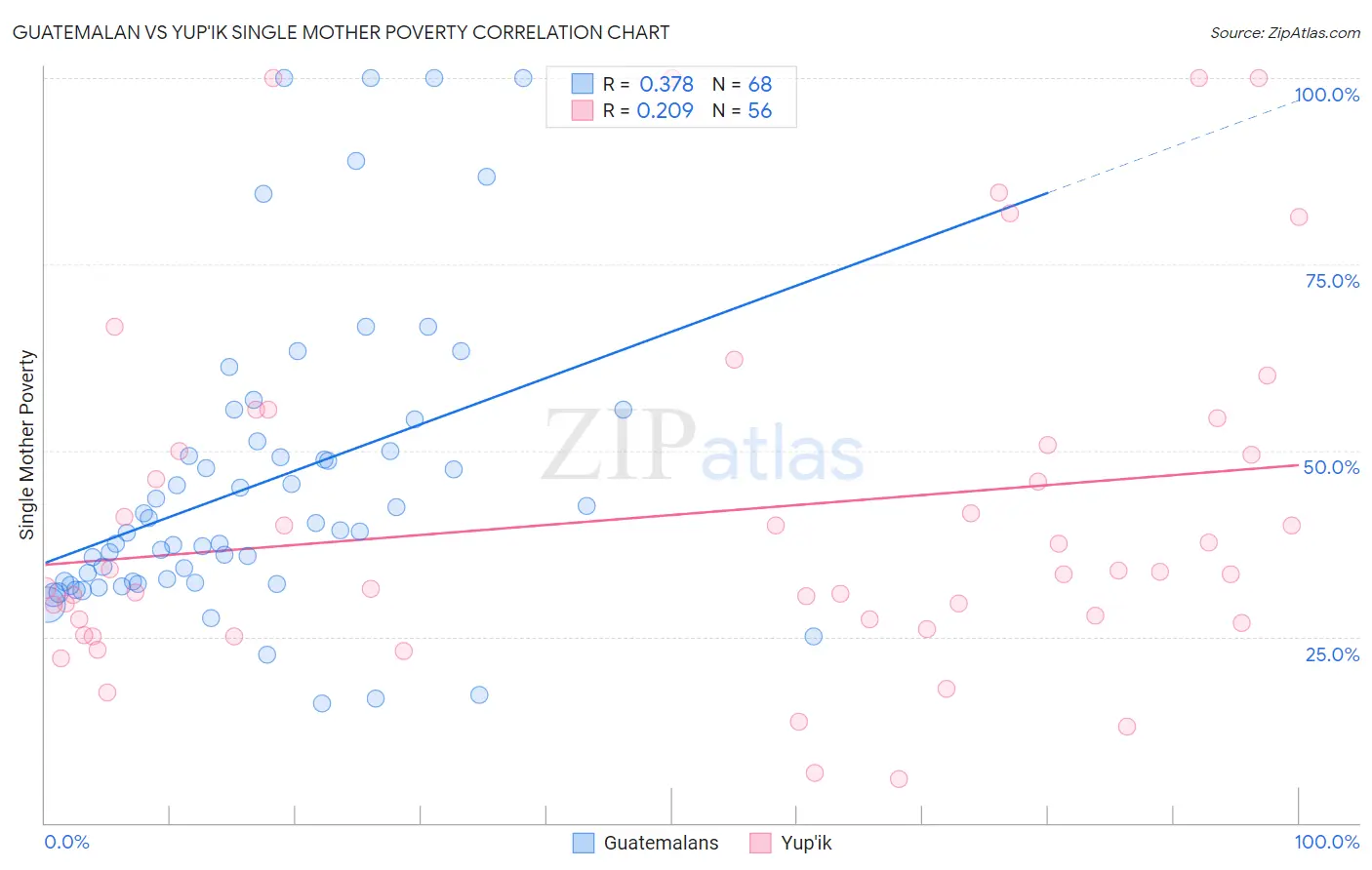 Guatemalan vs Yup'ik Single Mother Poverty