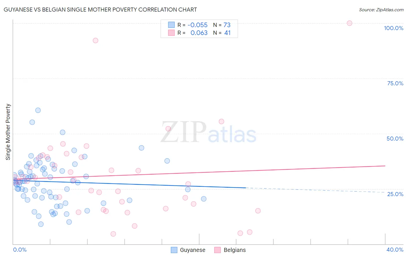 Guyanese vs Belgian Single Mother Poverty