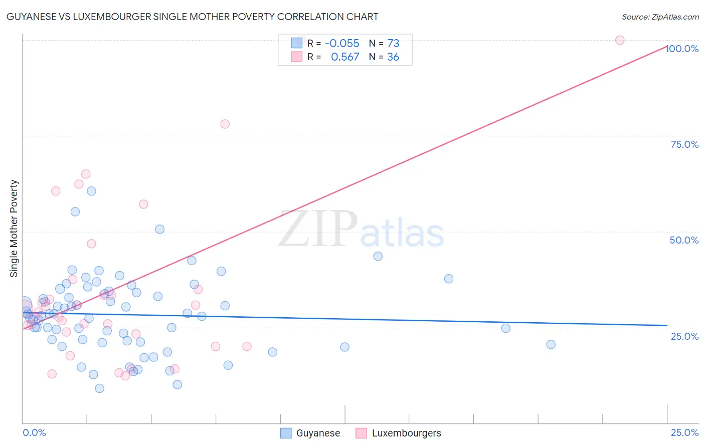 Guyanese vs Luxembourger Single Mother Poverty
