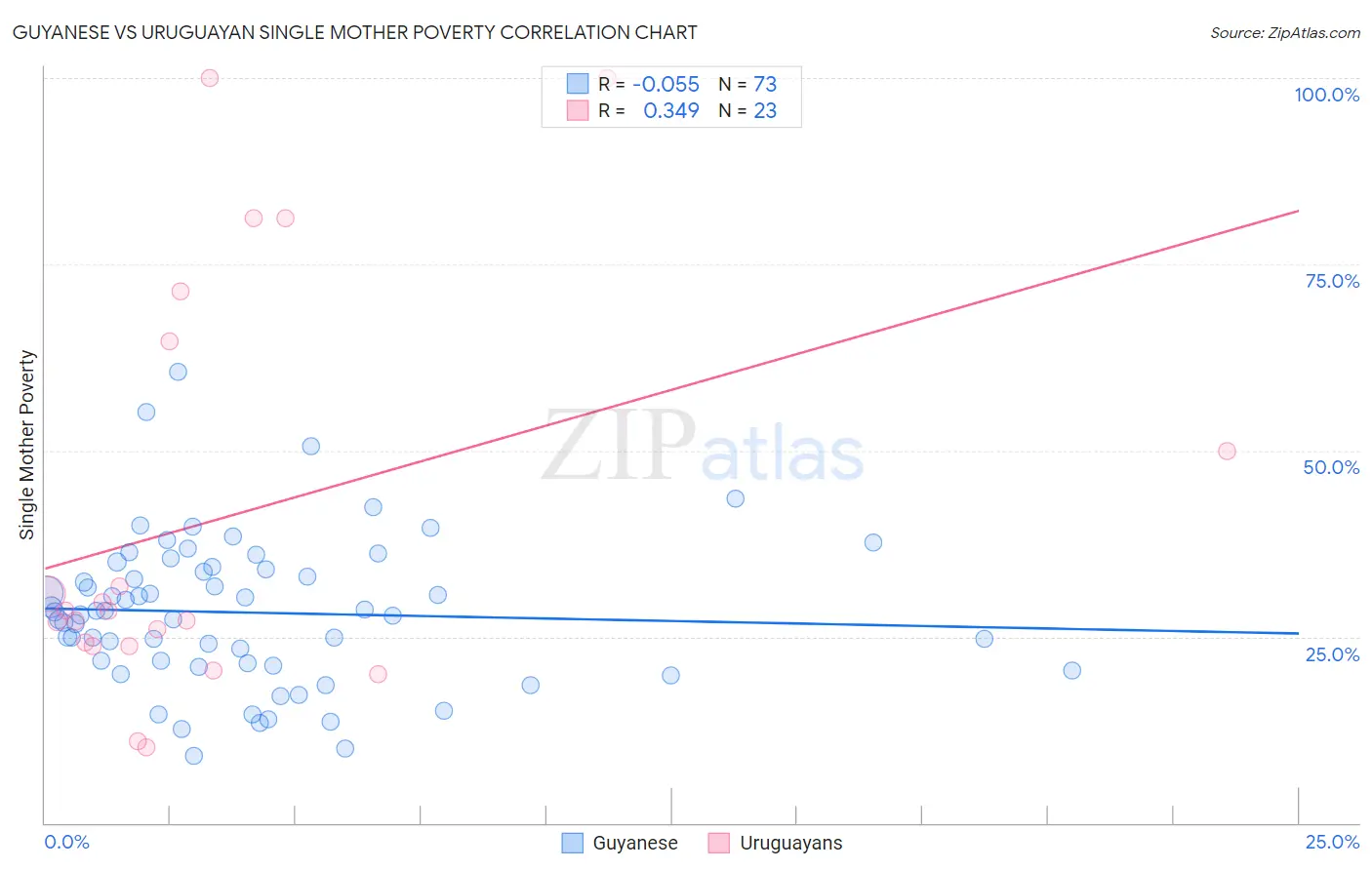 Guyanese vs Uruguayan Single Mother Poverty