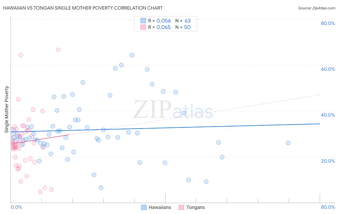 Hawaiian vs Tongan Single Mother Poverty