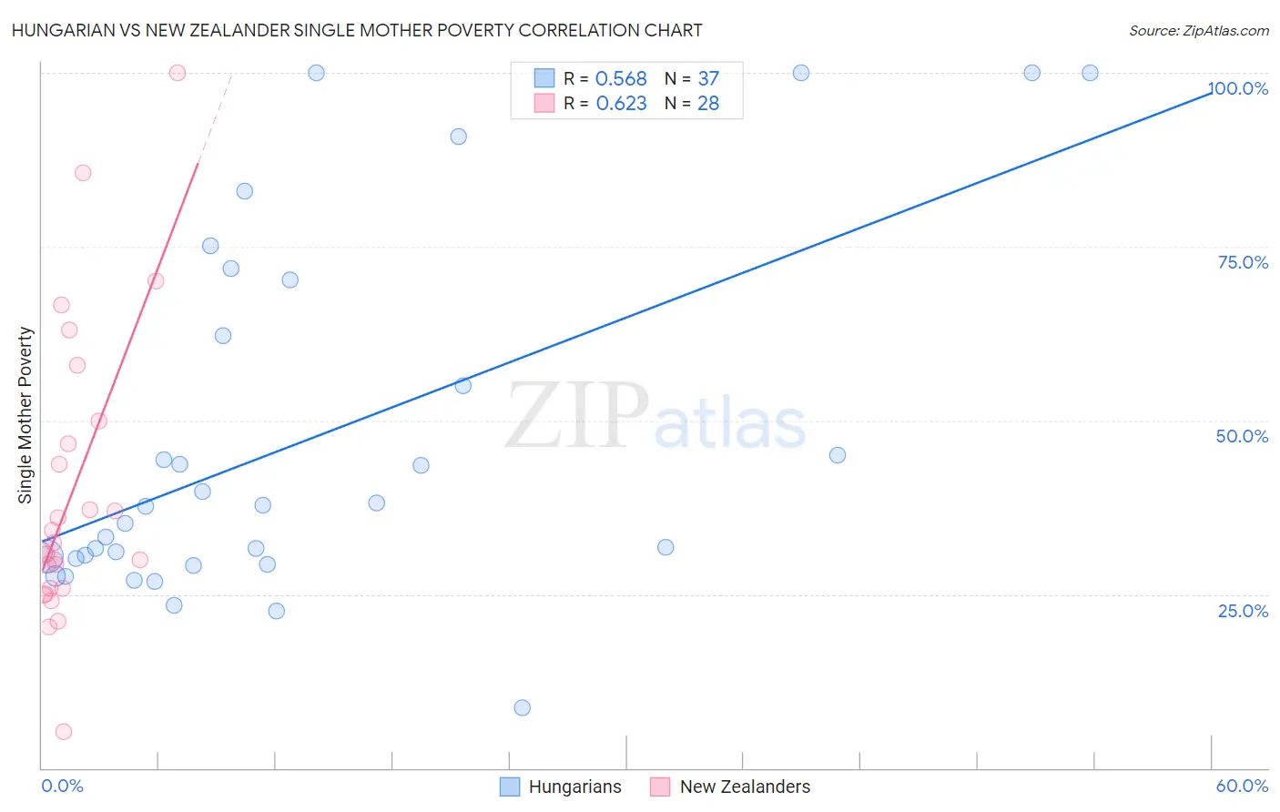 Hungarian vs New Zealander Single Mother Poverty