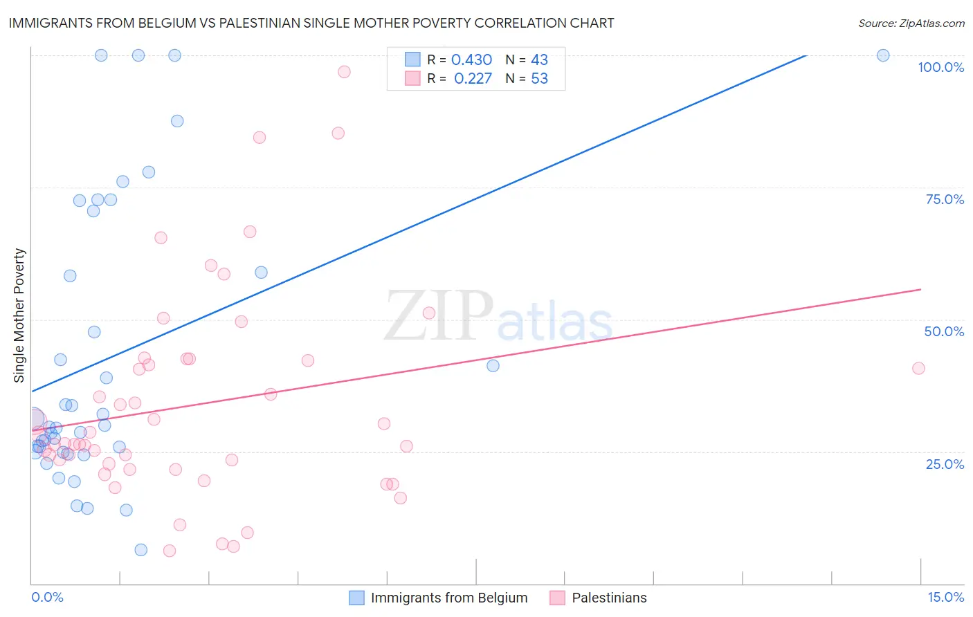 Immigrants from Belgium vs Palestinian Single Mother Poverty