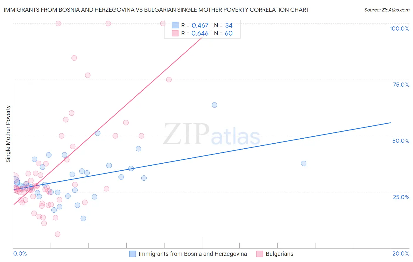 Immigrants from Bosnia and Herzegovina vs Bulgarian Single Mother Poverty