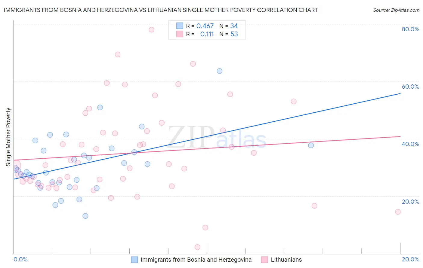 Immigrants from Bosnia and Herzegovina vs Lithuanian Single Mother Poverty