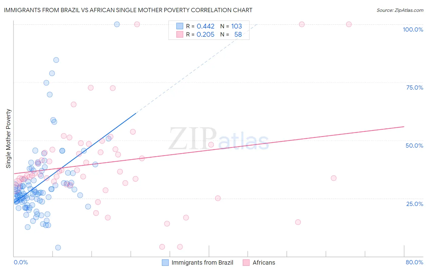 Immigrants from Brazil vs African Single Mother Poverty