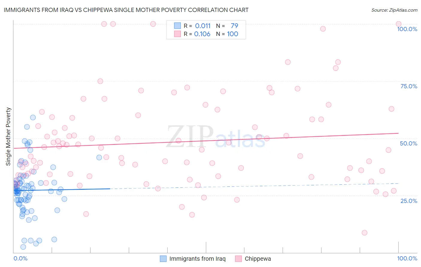 Immigrants from Iraq vs Chippewa Single Mother Poverty
