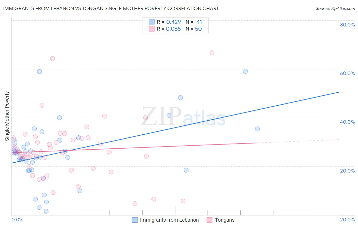 Immigrants from Lebanon vs Tongan Single Mother Poverty