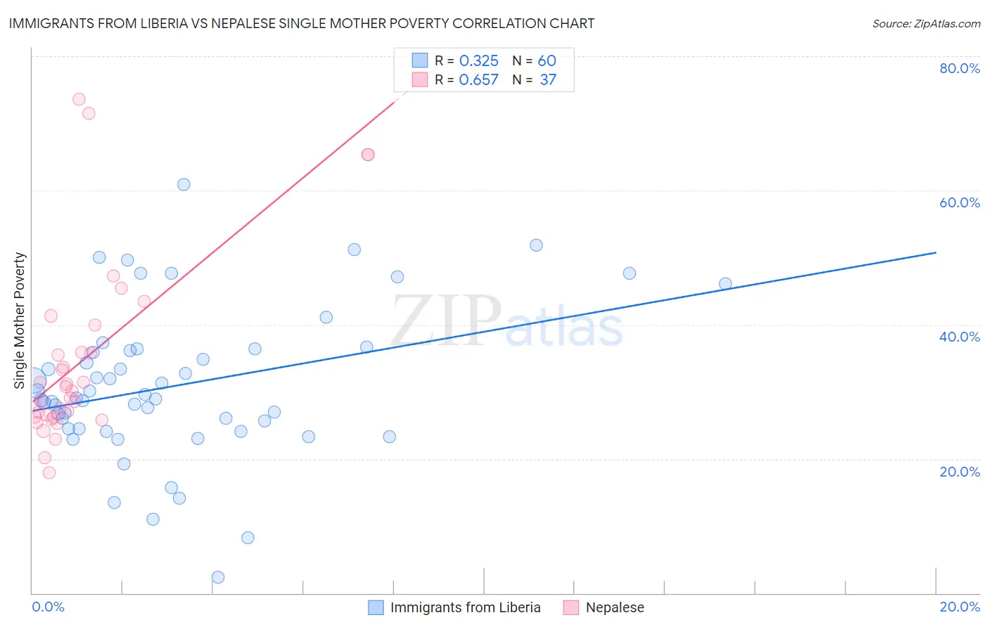 Immigrants from Liberia vs Nepalese Single Mother Poverty