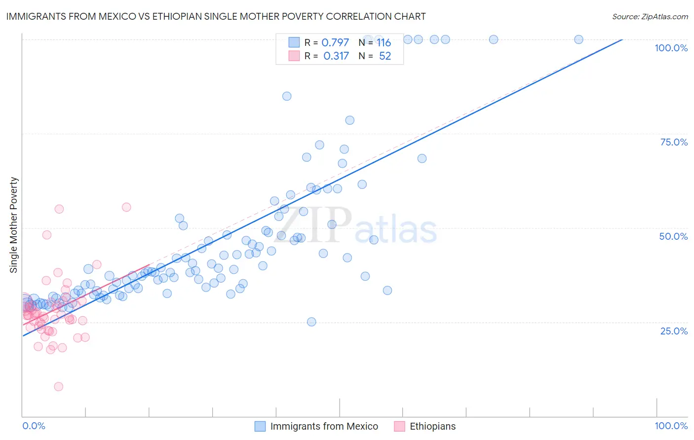 Immigrants from Mexico vs Ethiopian Single Mother Poverty