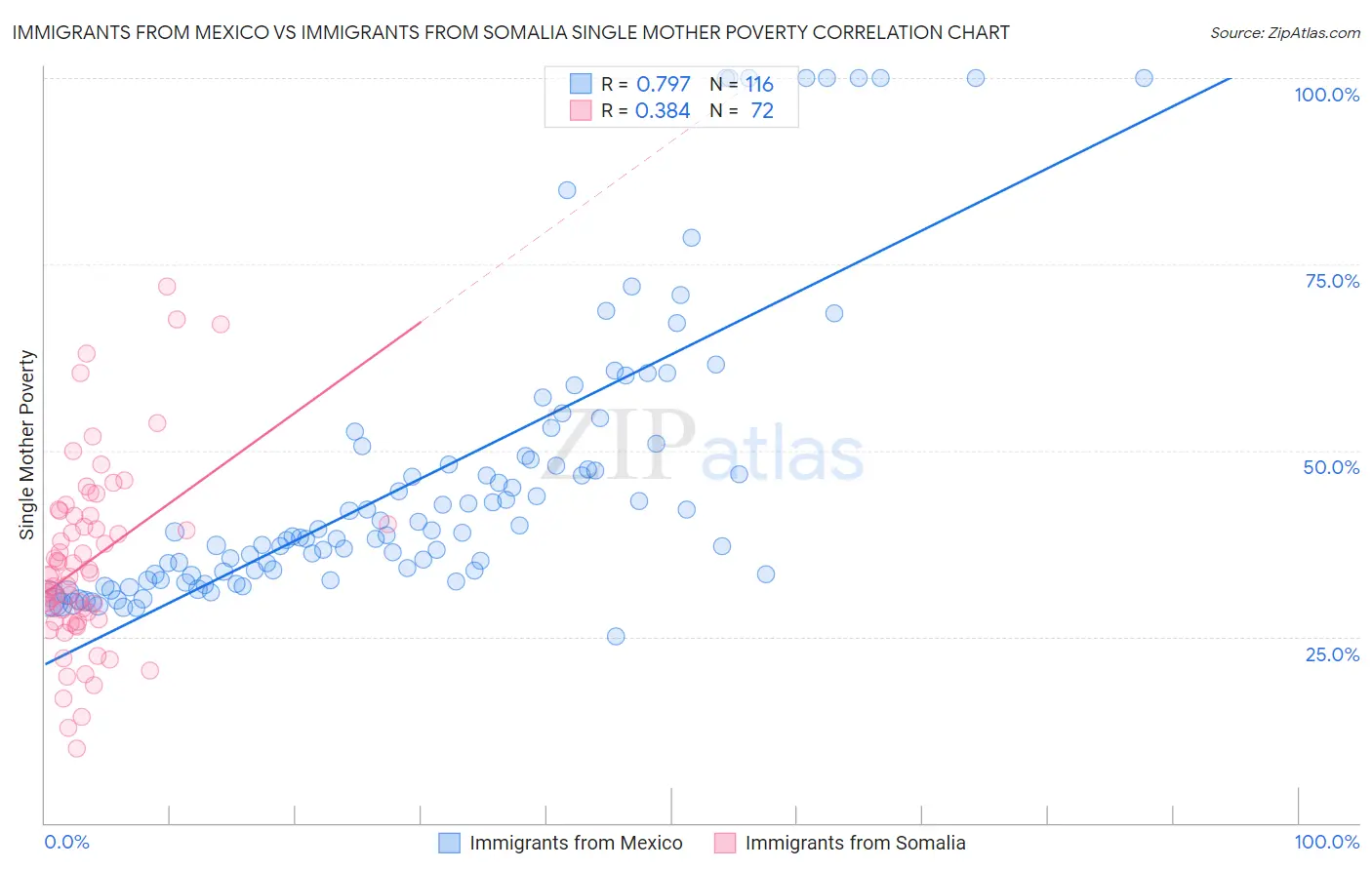 Immigrants from Mexico vs Immigrants from Somalia Single Mother Poverty