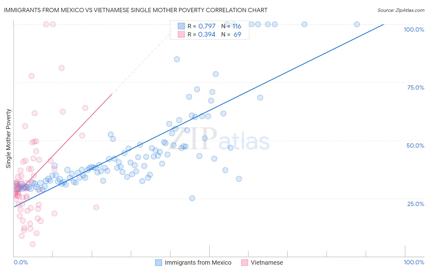 Immigrants from Mexico vs Vietnamese Single Mother Poverty