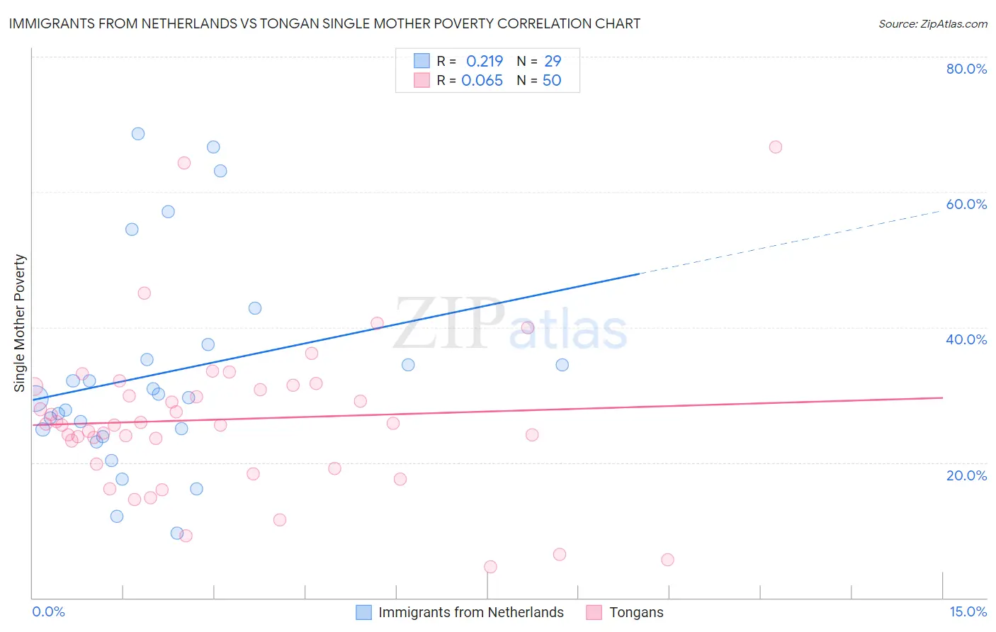 Immigrants from Netherlands vs Tongan Single Mother Poverty
