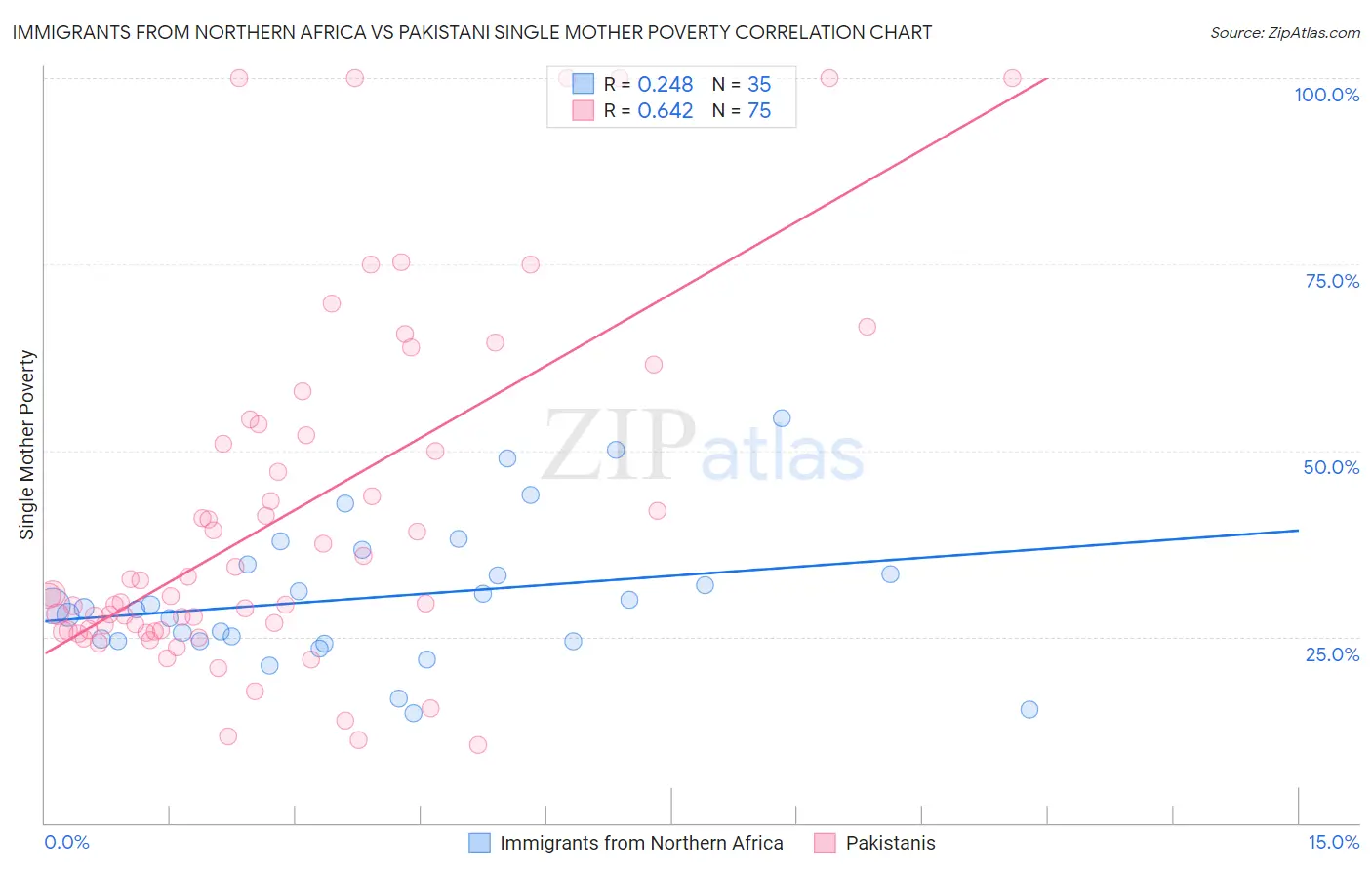 Immigrants from Northern Africa vs Pakistani Single Mother Poverty