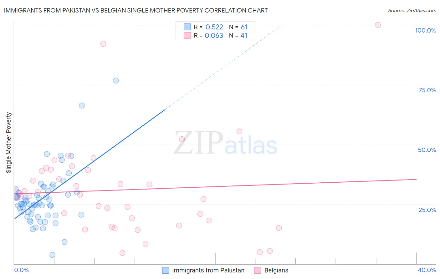 Immigrants from Pakistan vs Belgian Single Mother Poverty