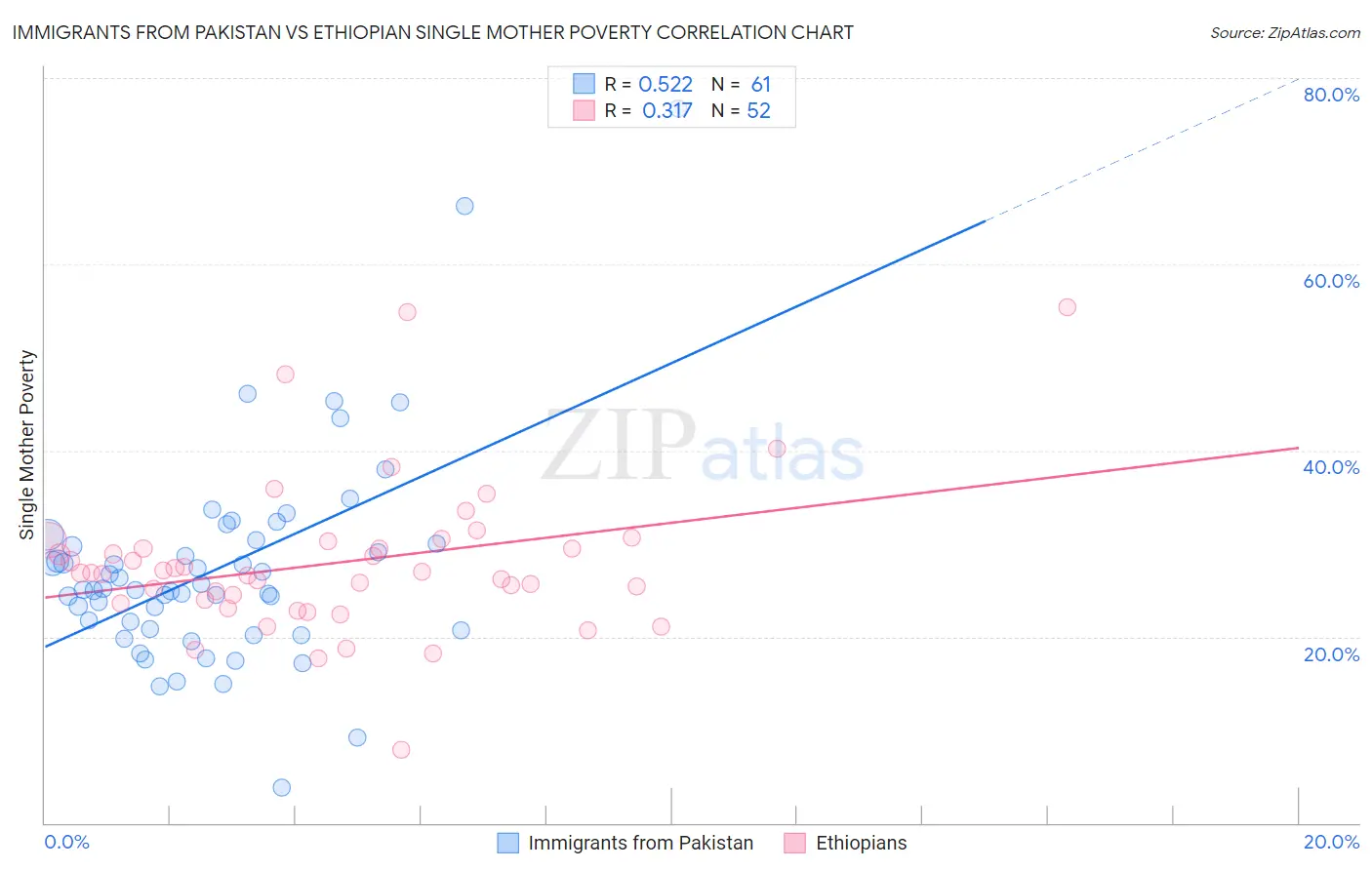 Immigrants from Pakistan vs Ethiopian Single Mother Poverty
