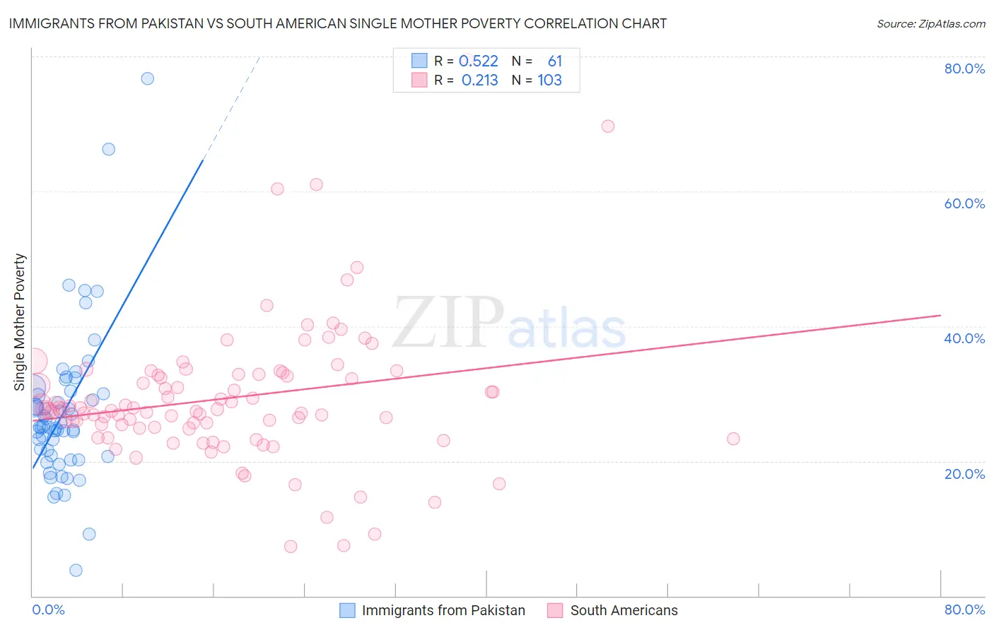 Immigrants from Pakistan vs South American Single Mother Poverty