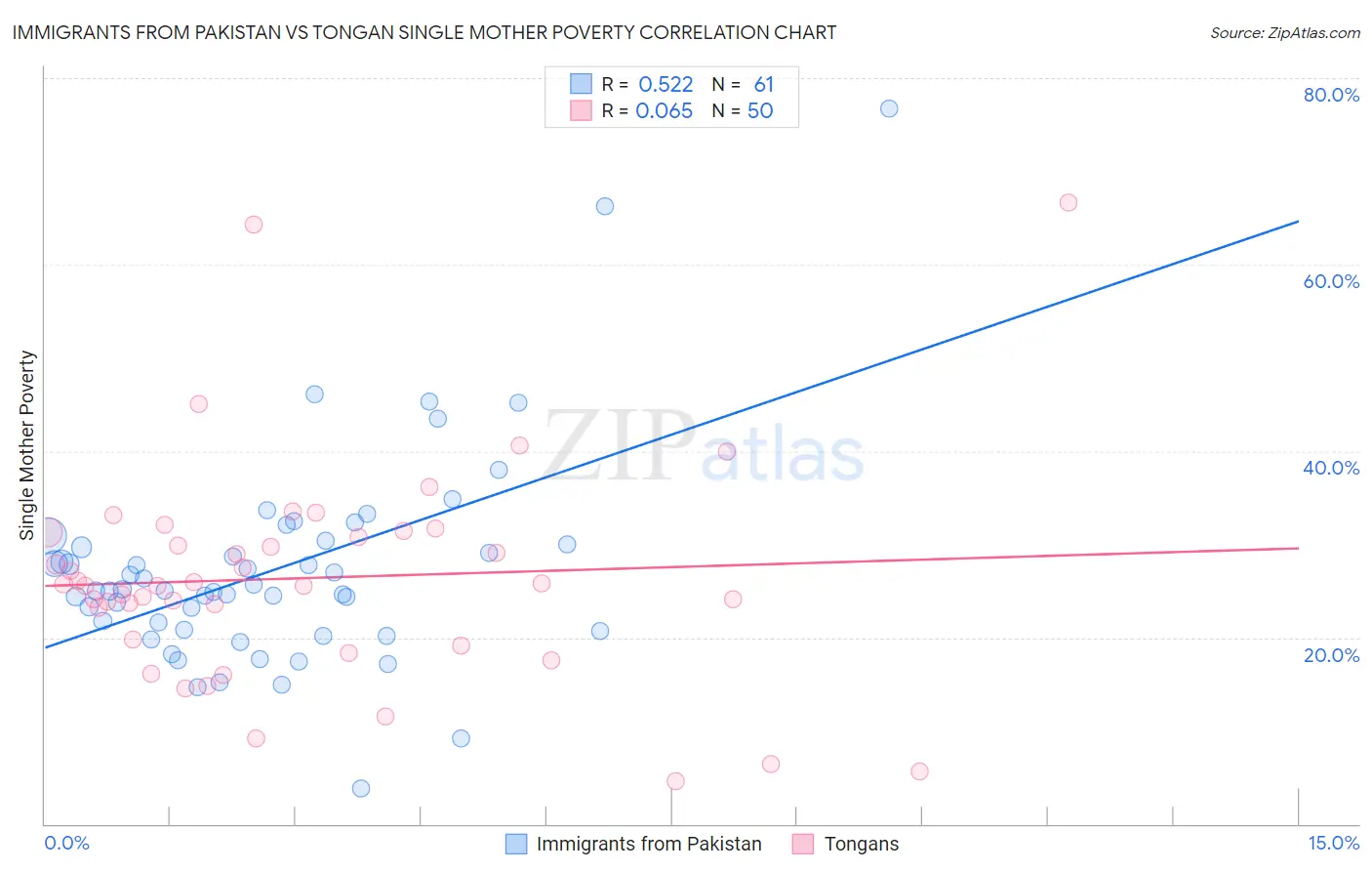 Immigrants from Pakistan vs Tongan Single Mother Poverty