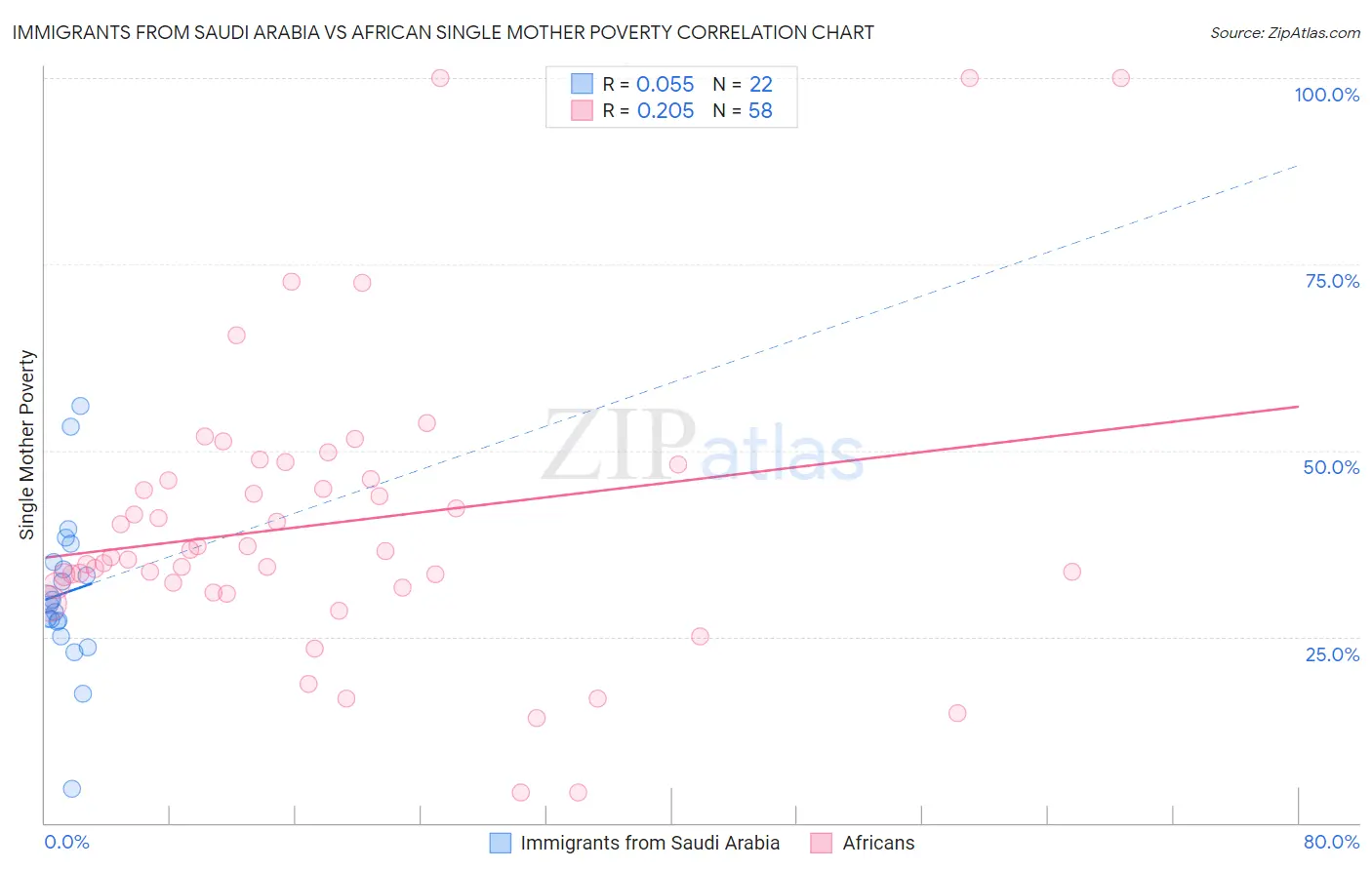 Immigrants from Saudi Arabia vs African Single Mother Poverty