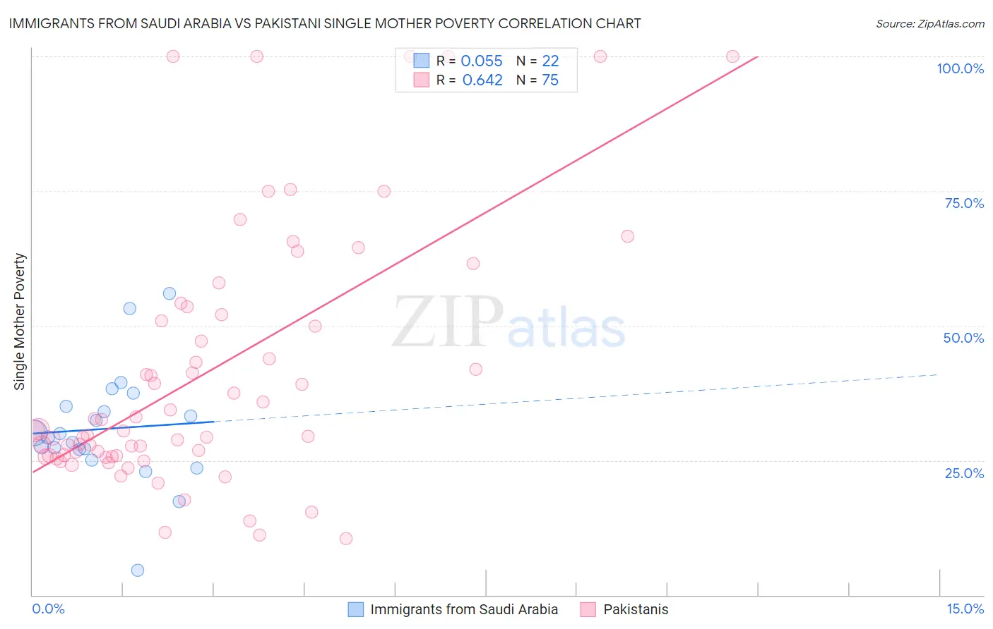 Immigrants from Saudi Arabia vs Pakistani Single Mother Poverty