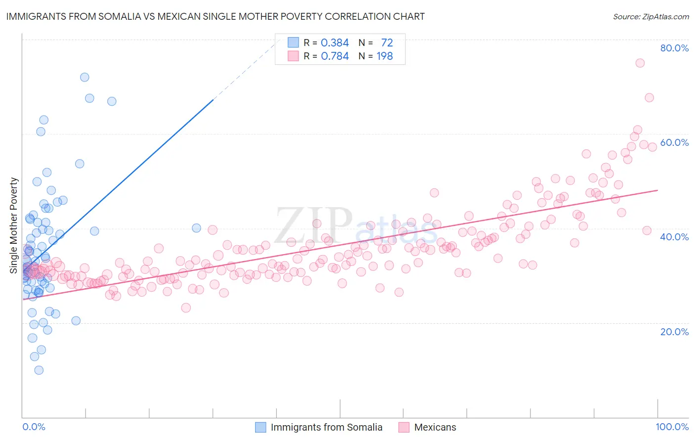 Immigrants from Somalia vs Mexican Single Mother Poverty