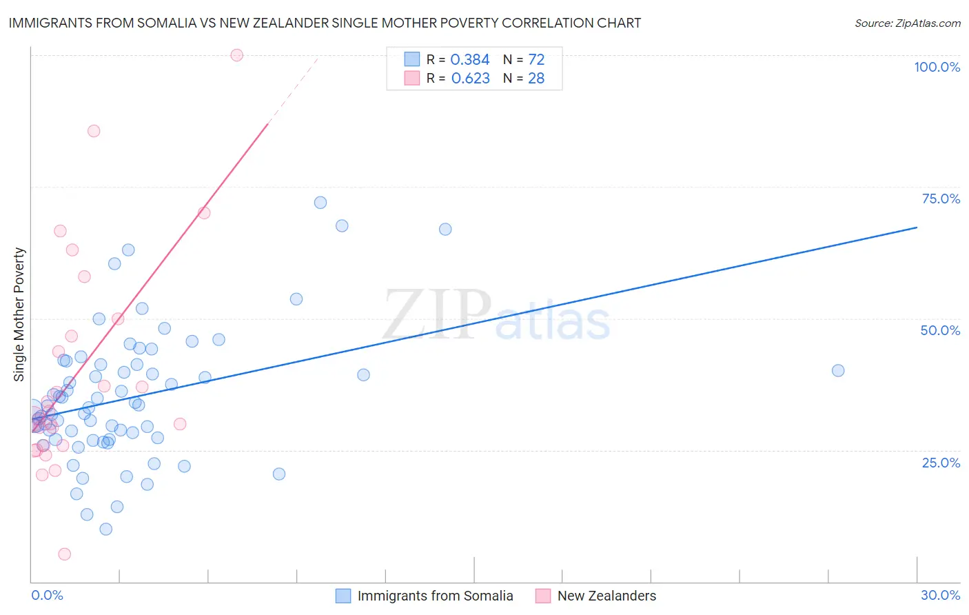 Immigrants from Somalia vs New Zealander Single Mother Poverty